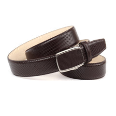 Anthoni Crown Herren Automatikgürtel – Echtleder in Dunkelbraun mit feinem Ledersticker, stufenlos verstellbar, passend zu perforierten Schuhen, 3,5 cm Breite 10HF40N