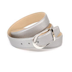 Anthoni Crown Damen Ledergürtel – Silber, 3,5 cm, kürzbar mit Clip-System, silberfarbene Dornschließe, elegantes Design, vielseitig kombinierbar 13BTS