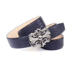 Damen-Ledergürtel in elegantem Dunkelblau 4cm 1WEL80