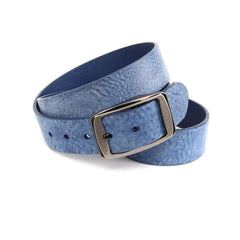 Anthoni Crown Herren Vollledergürtel – pflanzlich gegerbtes Echtleder in Jeansblau, 3,8 cm breit, mit schwarzer Klemm-Schließe, kürzbar, zeitlos & hochwertig 3J880
