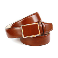 Anthoni Crown Herren Ledergürtel Cognac mit Automatikschließe in Gold 47114