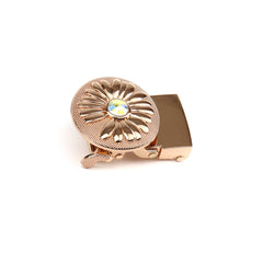 Anthoni Crown Damen Automatikgürtel in Gold – 2,5 cm schmal, mit Blumen-Schließe & Kristallstein – elegantes Accessoire für stilvolle Outfits 4FLTG