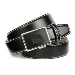 ANTHONI CROWN Ledergürtel in Schwarz mit kontrast Stitching in Weiss 17Ws10