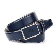 ANTHONI CROWN Ledergürtel in Blau mit kontrast Stitching in Weiss 17WS80