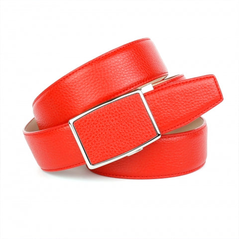4 cm Ledergürtel in Rot mit Automatik-Schließe