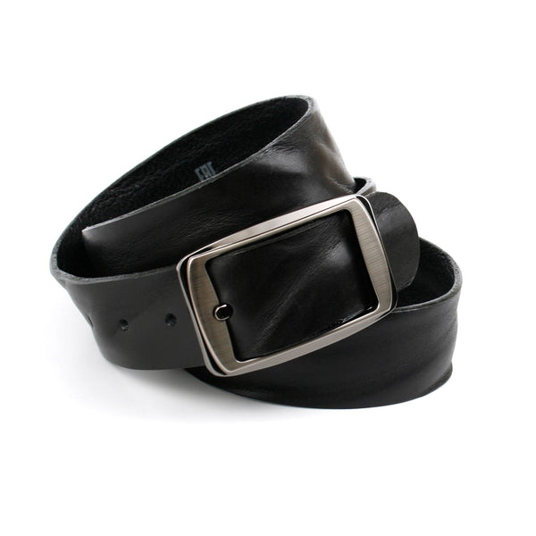 Vollleder Jeansgürtel in Schwarz