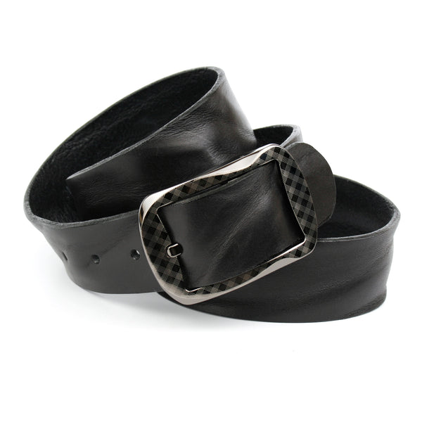 Vollleder Jeansgürtel in Schwarz