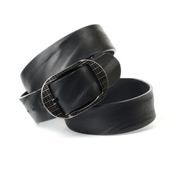 Vollleder Jeansgürtel in Schwarz