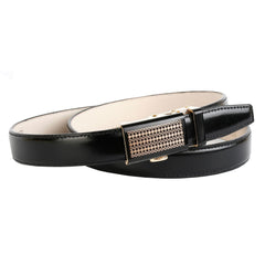 2,5 cm schmaler Ledergürtel in Schwarz 15010