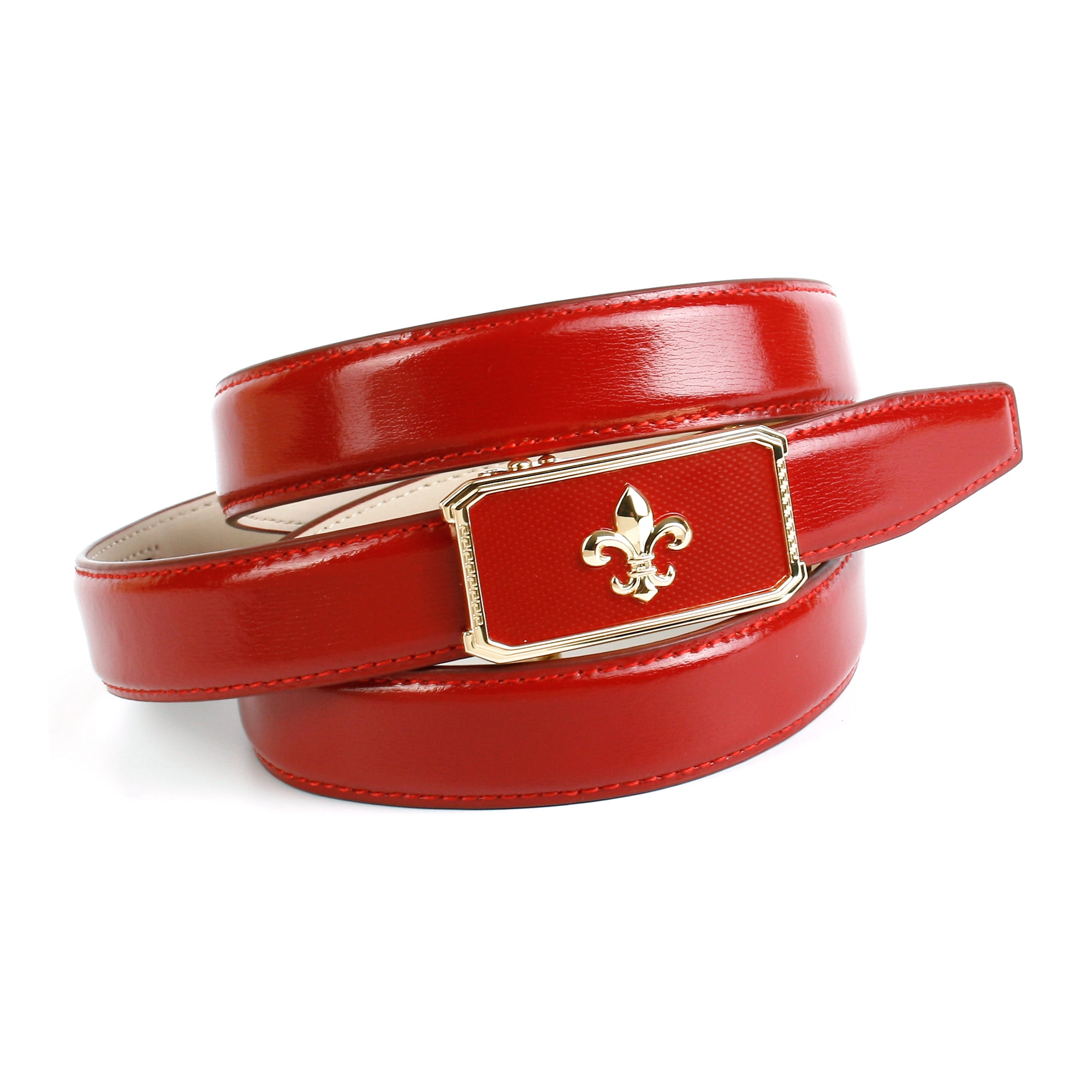 Ledergürtel in Rot mit eleganter Schließe – anthonicrown | Anzuggürtel