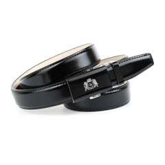 Schwarzer Damengürtel mit filigraner Glas-Schließe 15G88A