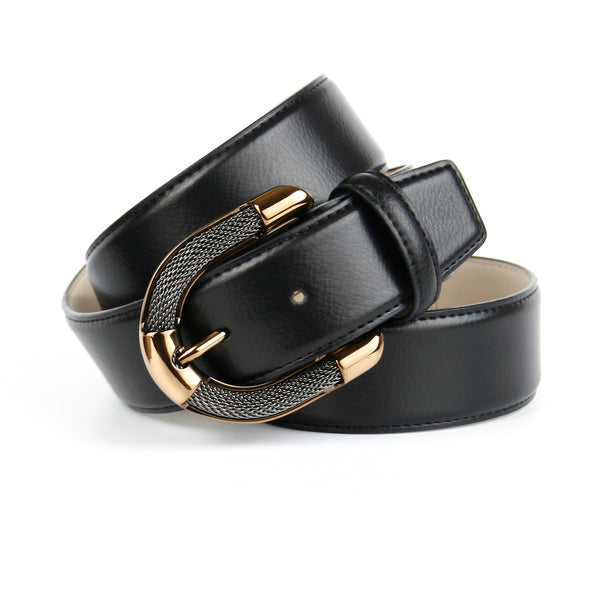 3,4 cm femininer Ledergürtel mit aufwendiger Schmuck-Schließe GB35T10
